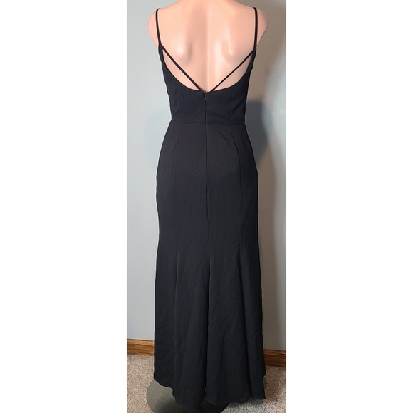 Hayley Paige black evening gown Size 2 Prom Wedding Elegant Maxi Goth Holiday - Picture 5 of 10